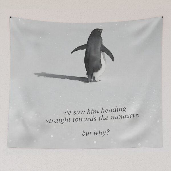 Item preview, Penguin Heading to Mountain - Nihilist Penguin T-Shirt designed and sold by FestivityFinds.