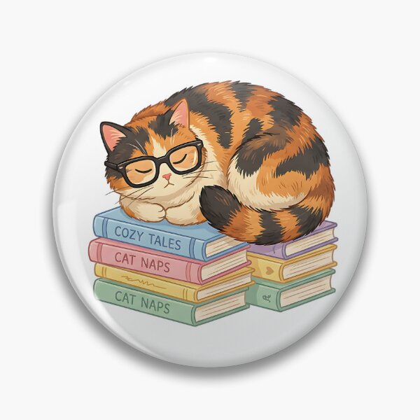 Artikelvorschau, Bücherliebe Calico-Katze – Aufkleber „Gemütliche Geschichten & Katzenschläfchen“ entworfen und verkauft von brandByLea.