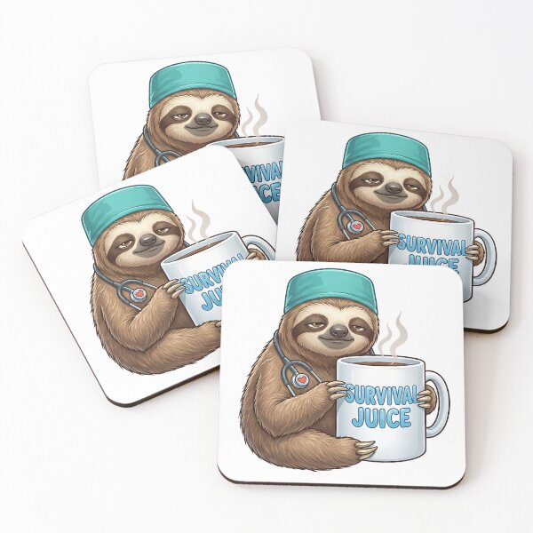 Item preview, Night Shift Sloth Nurse - Survival Juice Coffee Sticker designed and sold by brandByLea.