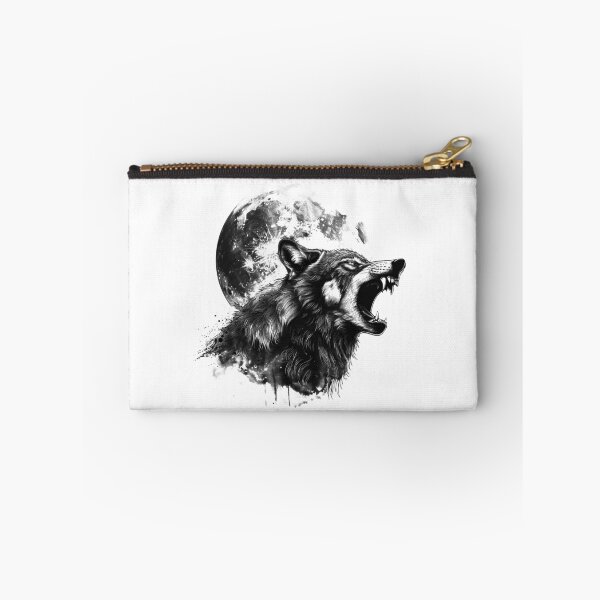 Item preview, Snarling Wolf with Full Moon – Gothic Wild Spirit Art designed and sold by inkoutninja.