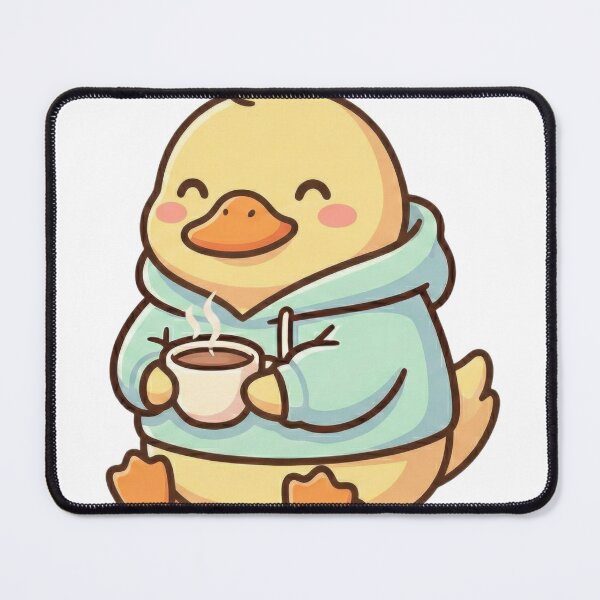 Item preview, Cute cartoon duckling wearing a hoodie and holding a steaming cup of coffee designed and sold by rajeshbac.