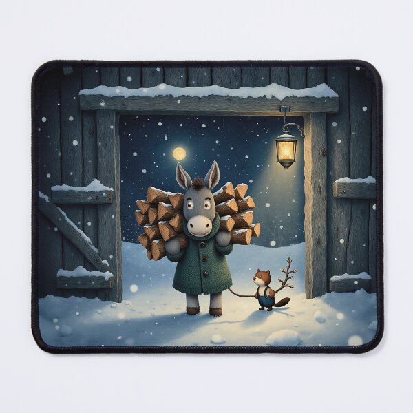 Item preview, Winter Helpers – Whimsical Donkey and Fox Bringing Firewood Home designed and sold by Whimsical Hug.