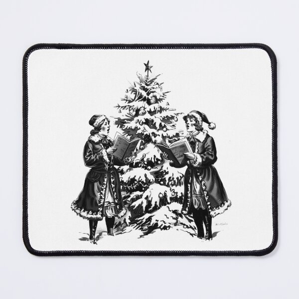 Item preview, Vintage Christmas Carolers by Tree – Classic Holiday Illustration designed and sold by inkoutninja.