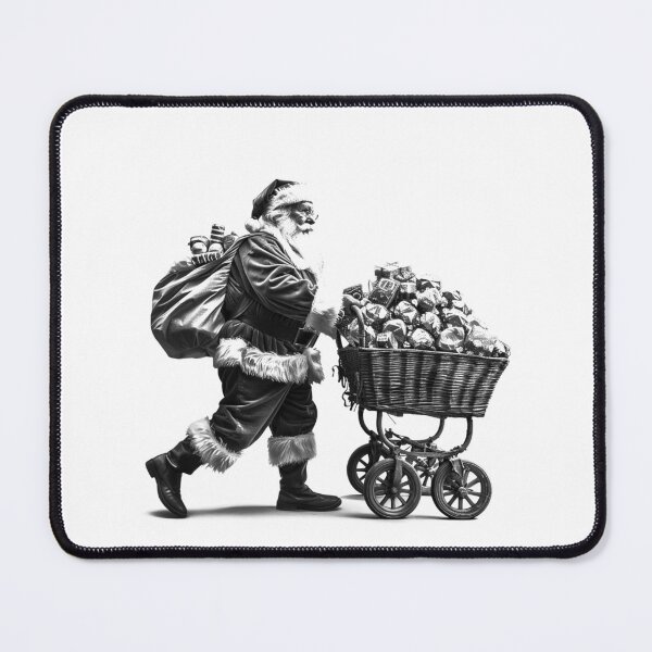 Item preview, Retro Santa with Gift Cart – Vintage Christmas Illustration designed and sold by inkoutninja.
