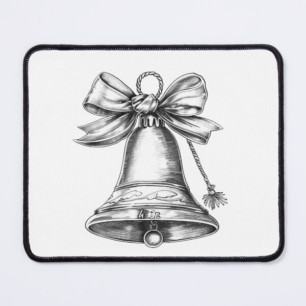 Item preview, Vintage Christmas Bell with Bow – Elegant Holiday Illustration designed and sold by inkoutninja.