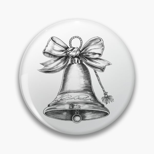 Item preview, Vintage Christmas Bell with Bow – Elegant Holiday Illustration designed and sold by inkoutninja.