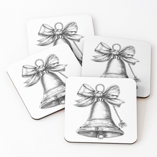 Item preview, Vintage Christmas Bell with Bow – Elegant Holiday Illustration designed and sold by inkoutninja.