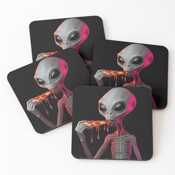 Item preview, Alien Eating Pizza Pixel Art designed and sold by PixelVibe782.