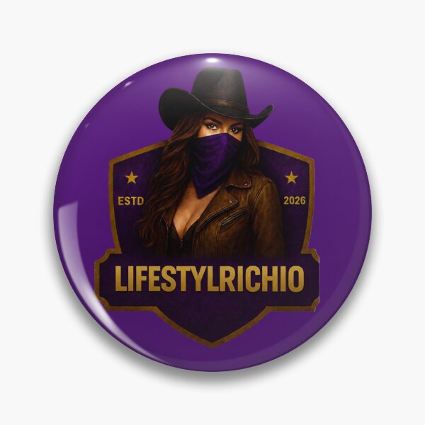 Item preview, LIFESTYLRICHIO Outlaw Queen – Purple & Gold Western Badge designed and sold by SantoRichio.