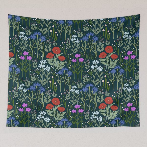 Item preview, Midnight Wildflower Garden Storybook Floral Pattern Design designed and sold by DColourMuse.