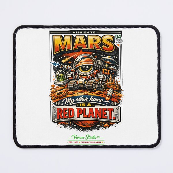 Item preview, Mission to Mars Retro Sci-Fi Astronaut Robot Vintage Space Poster Art: My Other Home is a Red Planet Typography Illustration for Space Lovers and Sci-Fi Geeks Room Decor - Vivaan Studio Original designed and sold by Vivaan Studio.