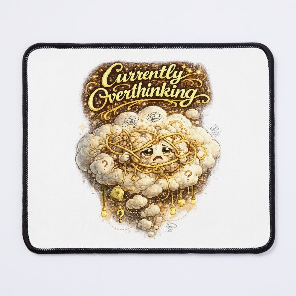 Item preview, Currently Overthinking — Cute Funny Overthinking Art | Tangled Thought Bubble Illustration | Relatable Anxiety Humor Print designed and sold by StrayaDesign.