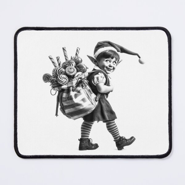 Item preview, Cute Christmas Elf with Candy Sack – Whimsical Holiday Art designed and sold by inkoutninja.