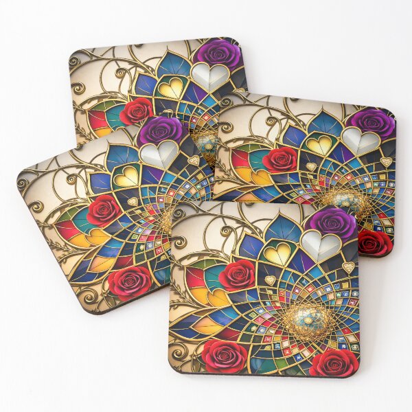 Item preview, Stained Glass Rose Mandala designed and sold by Kaleidoscope Print.