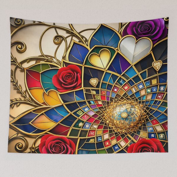 Item preview, Stained Glass Rose Mandala designed and sold by Kaleidoscope Print.