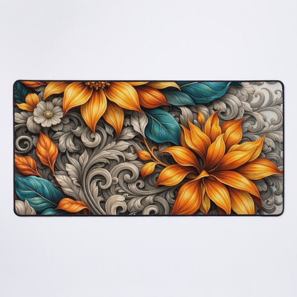 Item preview, Baroque Sunflower Scrollwork designed and sold by Kaleidoscope Print.