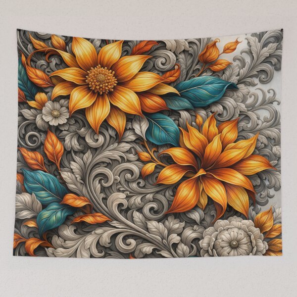 Item preview, Baroque Sunflower Scrollwork designed and sold by Kaleidoscope Print.