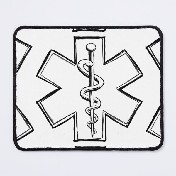 Item preview, Star of life, Aesculapius rod, medical symbol for doctors and healthcare workers, mono designed and sold by Drawmecute.