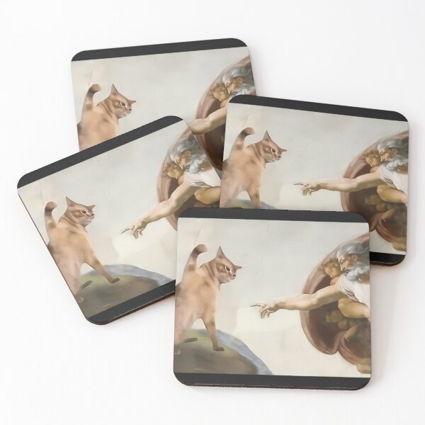 Item preview, Cat God Creation Of Adam Meme Michelangelo Jesus  designed and sold by Travis Edwards.