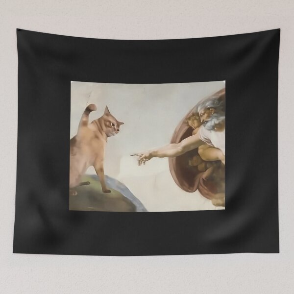 Item preview, Cat God Creation Of Adam Meme Michelangelo Jesus  designed and sold by Travis Edwards.