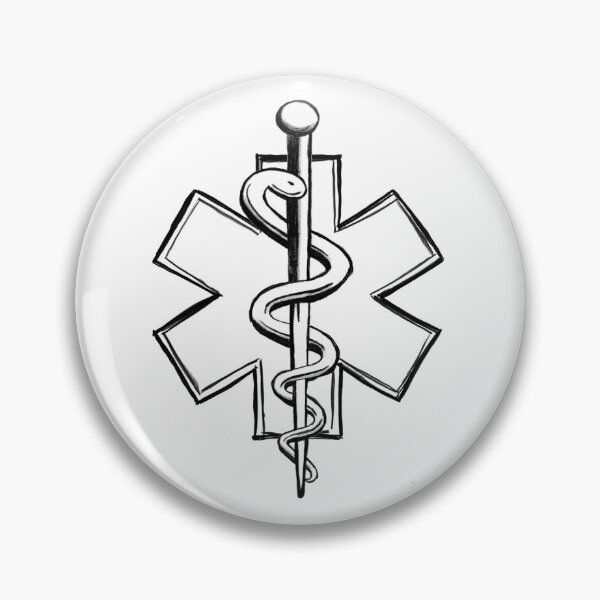 Item preview, Star of life, Aesculapius rod, medical symbol for doctors and healthcare workers, mono designed and sold by Drawmecute.