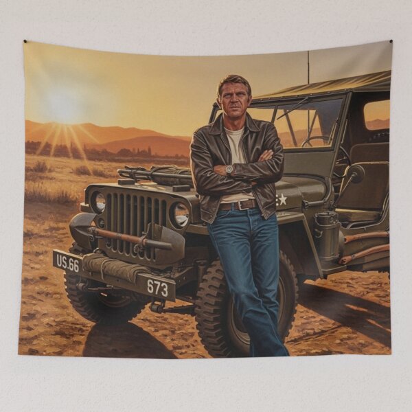 Item preview, Steve McQueen - Sunset Sentinel: Iconic Desert Nomad Art designed and sold by Art's Diner.