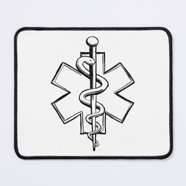 Item preview, Star of life, Aesculapius rod, medical symbol for doctors and healthcare workers, mono designed and sold by Drawmecute.