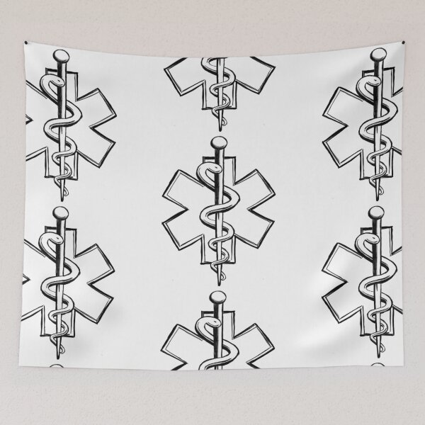 Item preview, Star of life, Aesculapius rod, medical symbol for doctors and healthcare workers, mono designed and sold by Drawmecute.