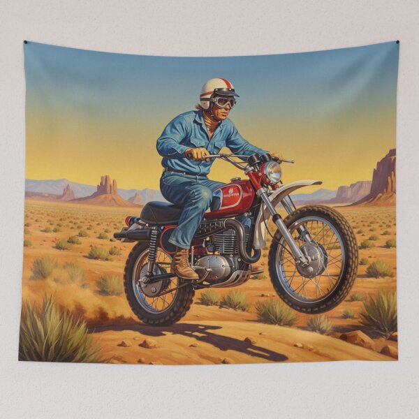 Item preview, Steve McQueen - Desert Flyer: Vintage Off-Road Action Art designed and sold by Art's Diner.