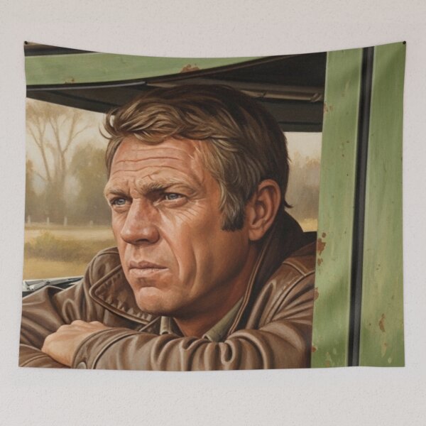 Item preview, Steve McQueen - The Explorer: Rugged Cinematic Portrait designed and sold by Art's Diner.