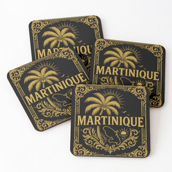 Item preview, Martinique Vintage Travel Art – Caribbean Palm Tree Gold Retro Design designed and sold by West indian touch.