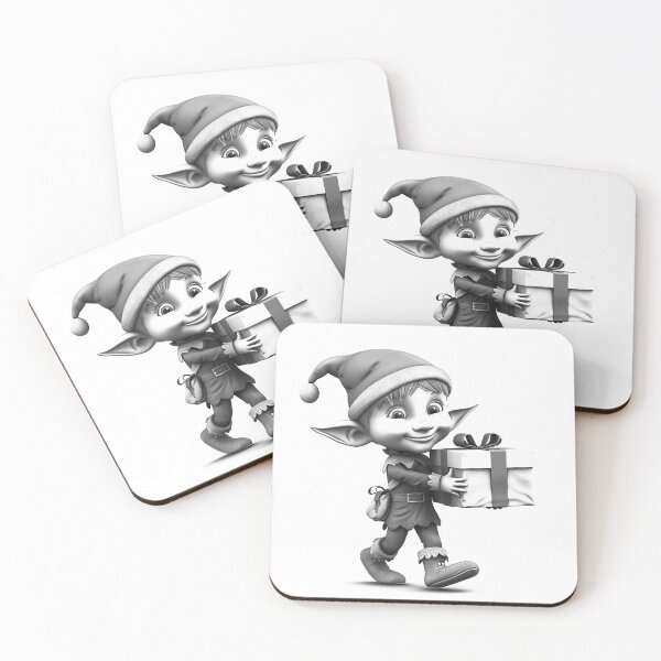 Item preview, Smiling Christmas Elf Carrying Gift – Festive Holiday Art designed and sold by inkoutninja.