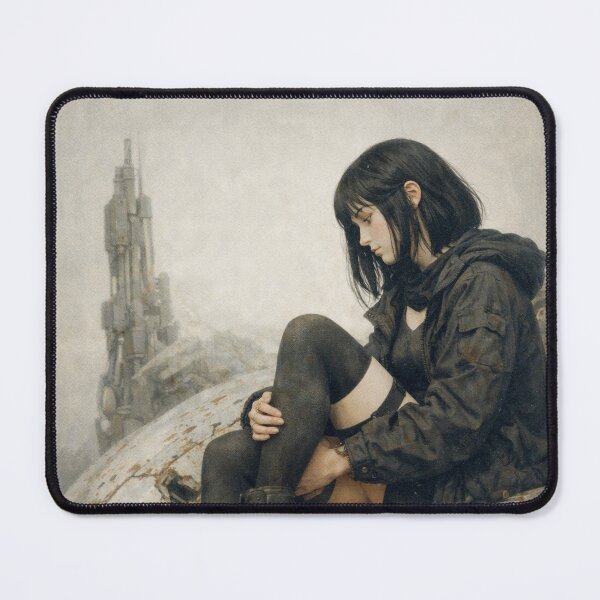 Item preview, Melancholic Girl on Fallen Mech Tower designed and sold by SangPrints.