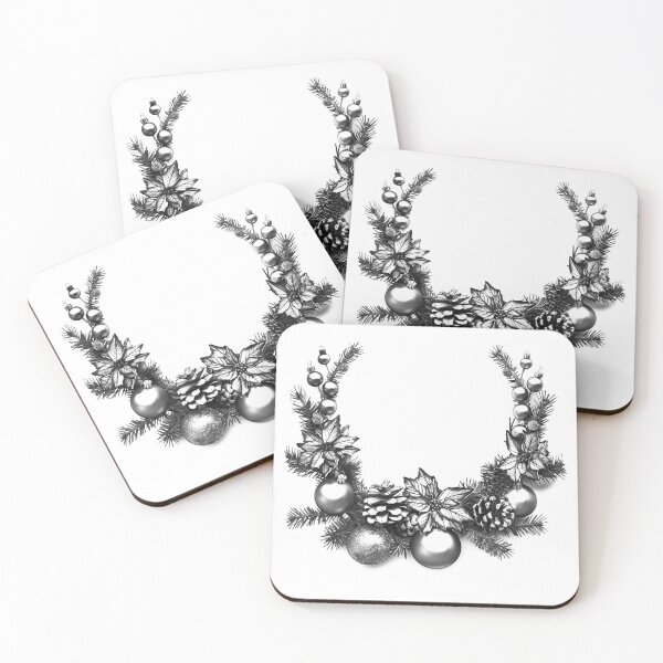 Item preview, Elegant Christmas Wreath with Ornaments – Classic Holiday Illustration designed and sold by inkoutninja.