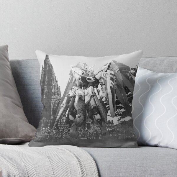 Item preview, black white freedom gundam prambanan tempel nusantara bali indonesia illustration digital art designed and sold by sabartgunpla.