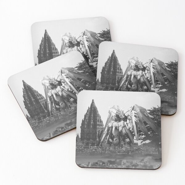 Item preview, black white freedom gundam prambanan tempel nusantara bali indonesia illustration digital art designed and sold by sabartgunpla.
