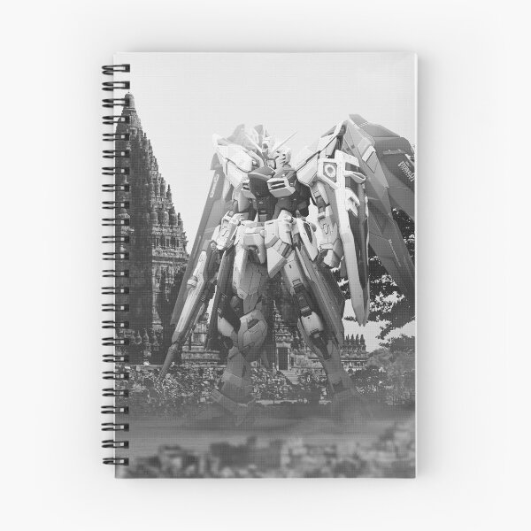 Item preview, black white freedom gundam prambanan tempel nusantara bali indonesia illustration digital art designed and sold by sabartgunpla.