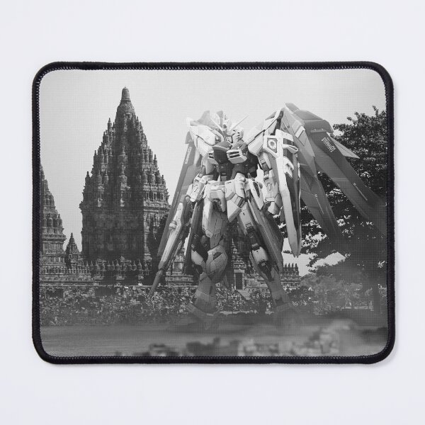 Item preview, black white freedom gundam prambanan tempel nusantara bali indonesia illustration digital art designed and sold by sabartgunpla.