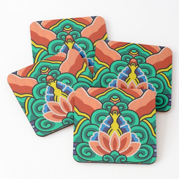 Item preview, Vibrant Crimson Dancheong Pattern with Warm Red Accents  designed and sold by QamarART Paintings.