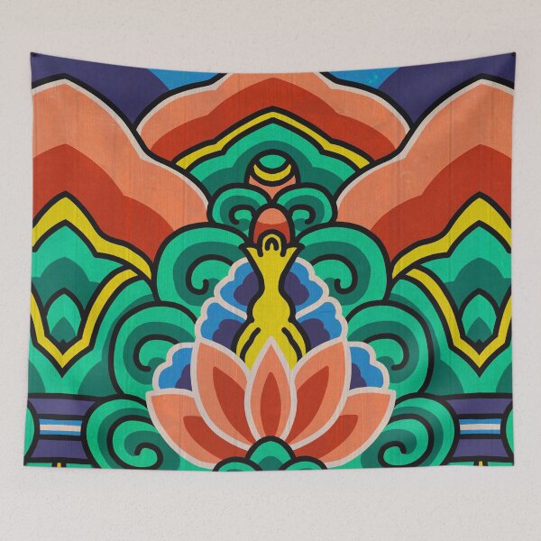 Item preview, Vibrant Crimson Dancheong Pattern with Warm Red Accents  designed and sold by QamarART Paintings.