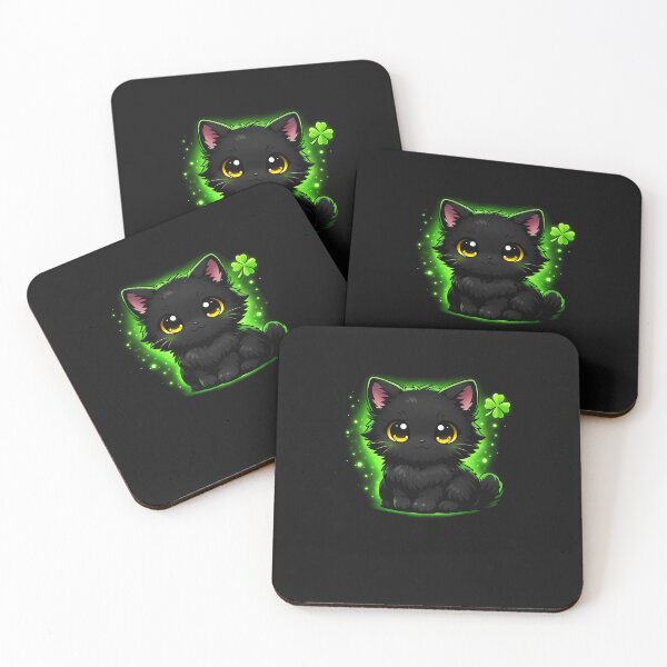 Item preview, Lucky Japanese Black Cat St Patrick’s Day Shamrock Anime designed and sold by yaginoie.