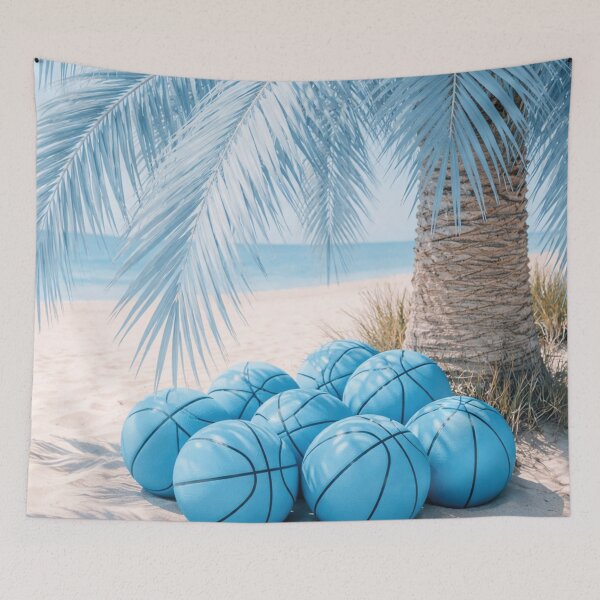 Item preview, Basketball Summer under palm trees on the beach designed and sold by Mauswohn.