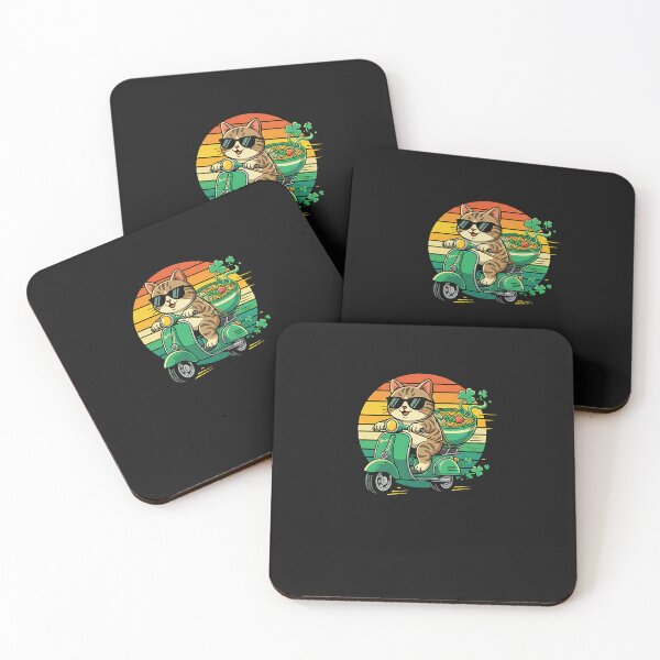 Item preview, Lucky Japanese Cat Scooter – St Patrick’s Day Ramen Ride designed and sold by yaginoie.