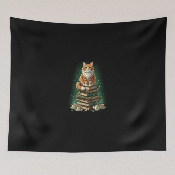 Item preview, Lucky Japanese Cat St Patrick’s Day Book Scholar Art designed and sold by yaginoie.