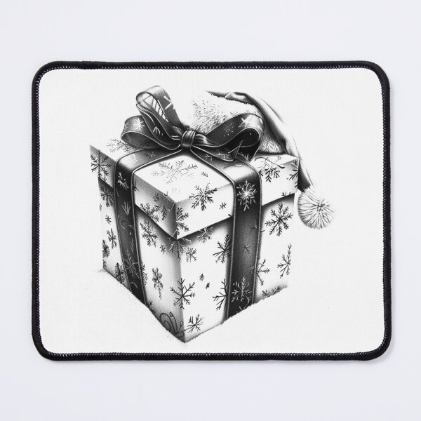 Item preview, Snowflake Christmas Gift Box with Santa Hat – Elegant Holiday Illustration designed and sold by inkoutninja.