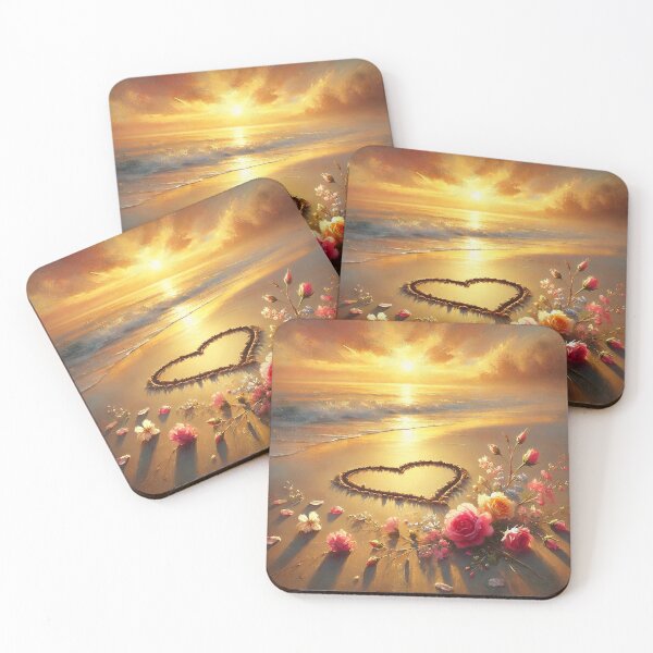 Item preview, Romantic Heart at Sunset Beach designed and sold by TheArtOfImpress.