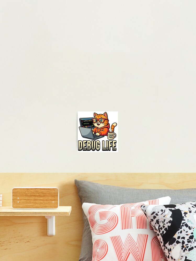 Thumbnail 2 of 3, Photographic Print, Debug Life – Cute Coding Cat Programmer designed and sold by webdev27.