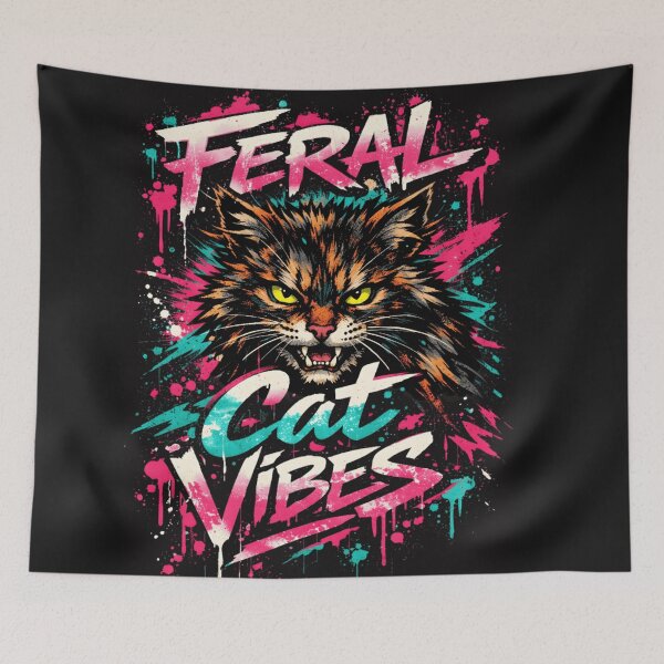 Item preview, Feral Cat Vibes Sticker – Chaotic Cat Meme Shirt for Unhinged Cat Lovers designed and sold by ZyxDes.