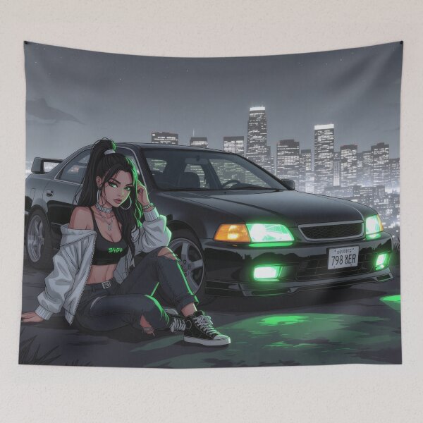 Item preview, Anime art, Japanese sports car at night designed and sold by Salimgor Hangaround Music.