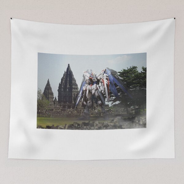 Item preview, full colour freedom gundam prambanan tempel nusantara bali indonesia illustration digital art designed and sold by sabartgunpla.